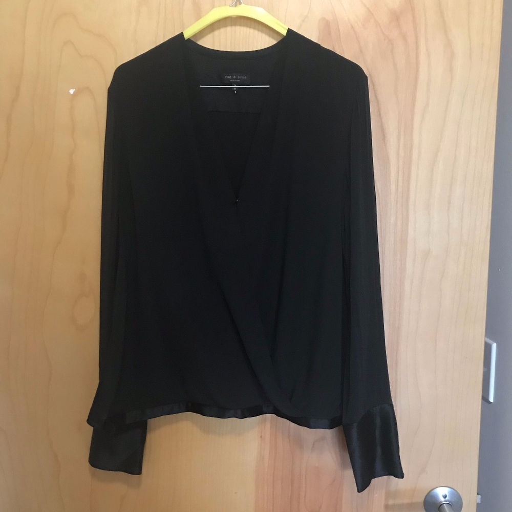 Rag & Bone Black Silk Blouse Size M